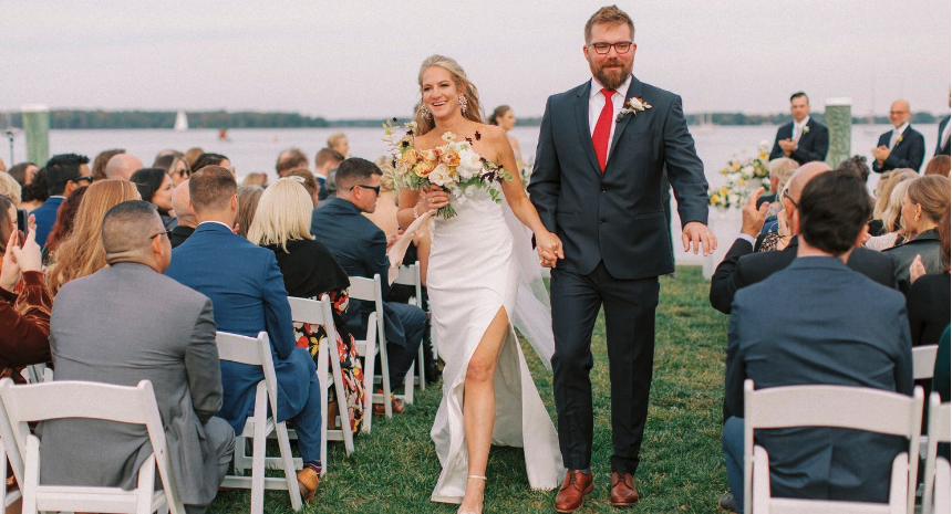 A wedding aisle on the Chesapeake Bay